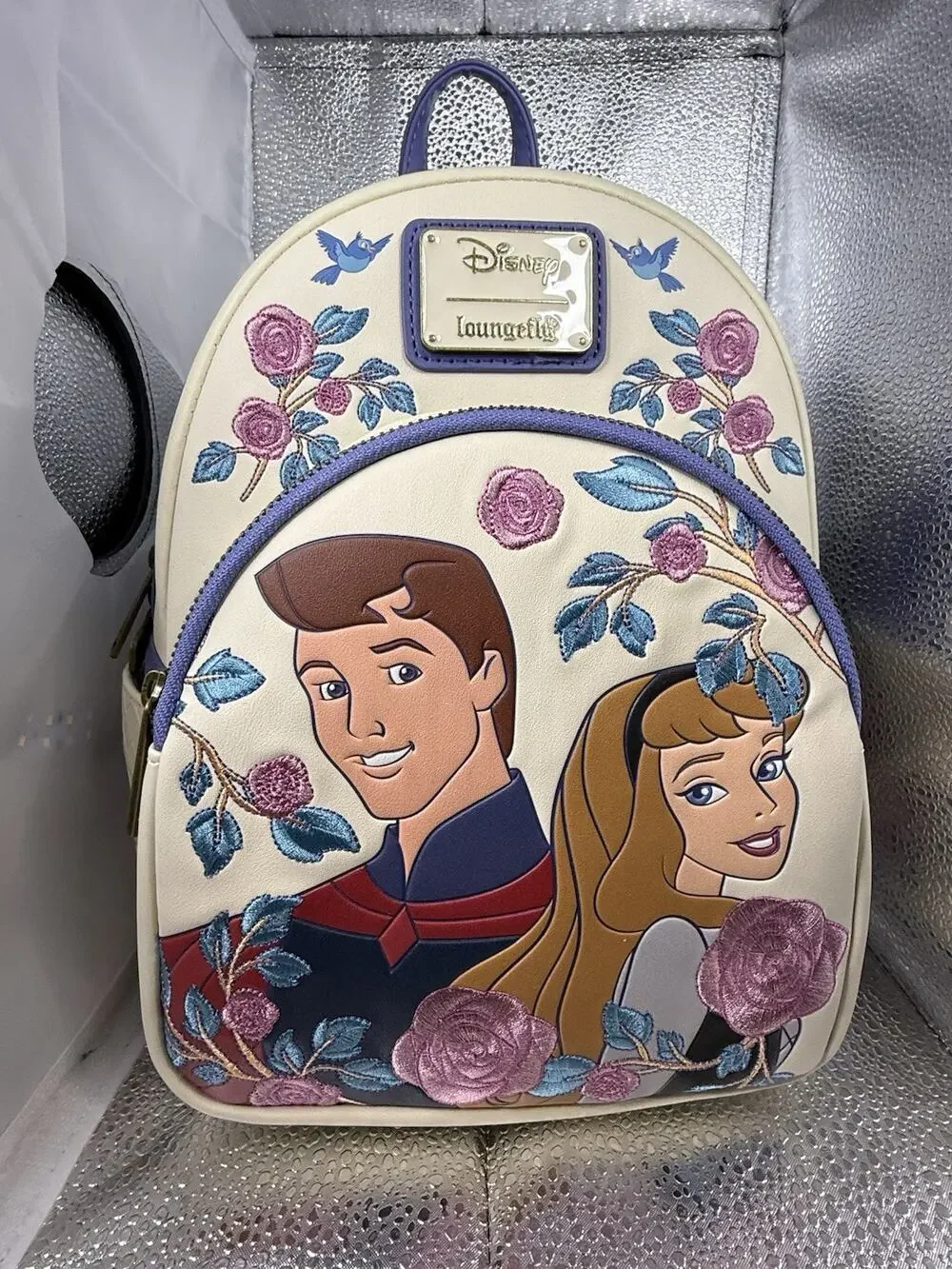 NWT Sleeping Beauty Aurora And Philip W/ Embroidered Flowers Loungefly Backpack